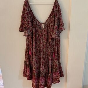 Spell Kombi Bohemian Dress with Pink Accents L